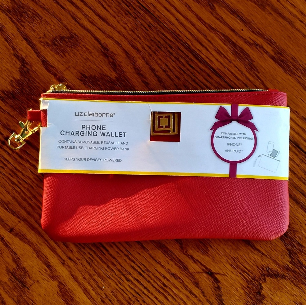 Liz Claiborne Red Charging Clutch Wristlet NWT